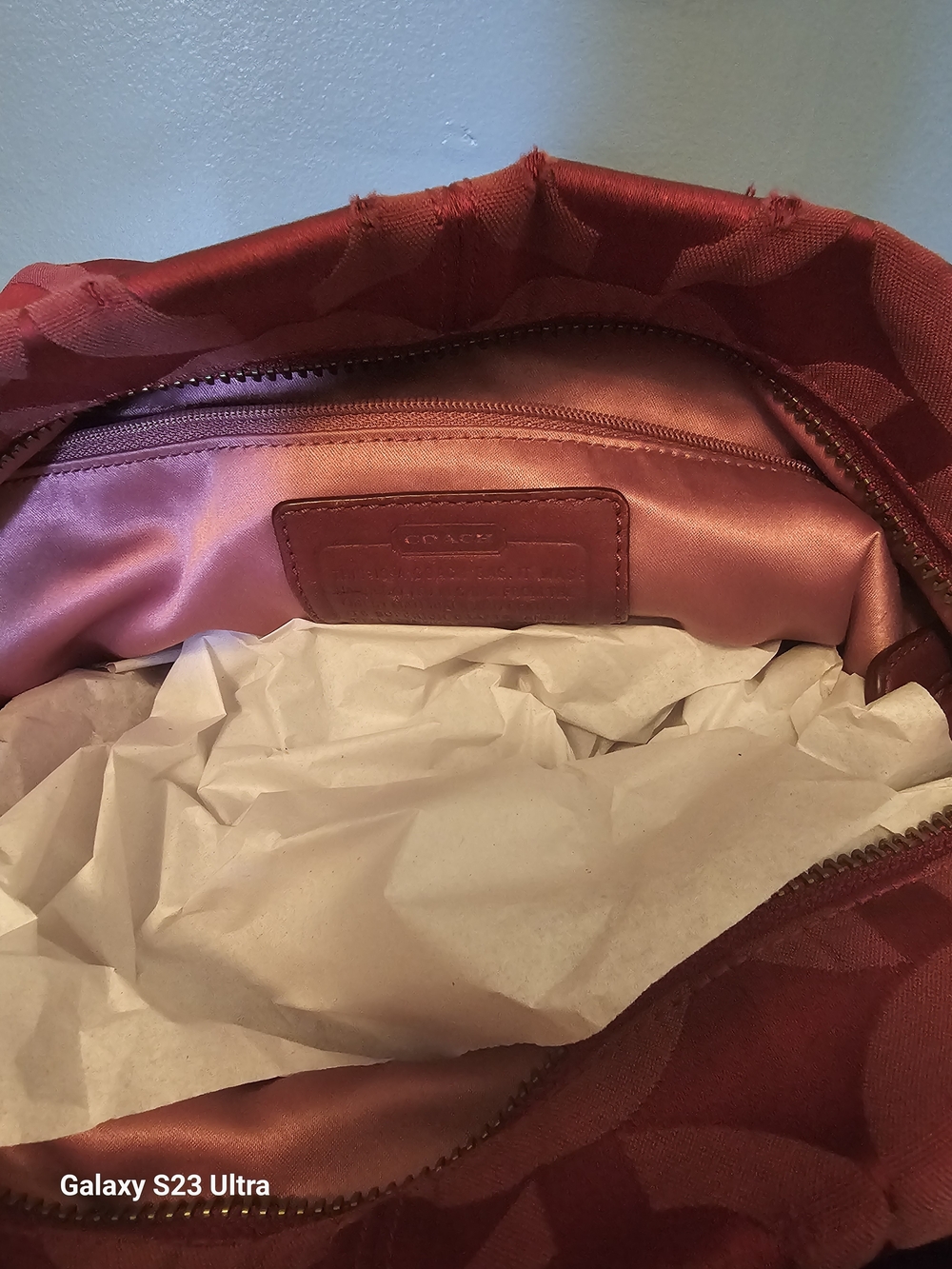 Coach burgundy 14147 Satin Signature Bag - Picture 4 of 4